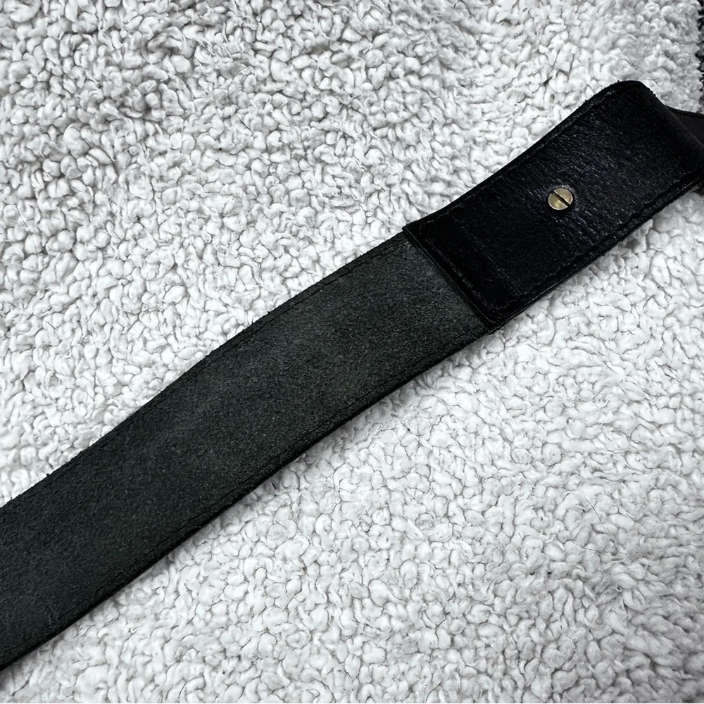 FASOLO (Brazil) Wide Brown Leather  Belt, Unique Brass Buckle System.